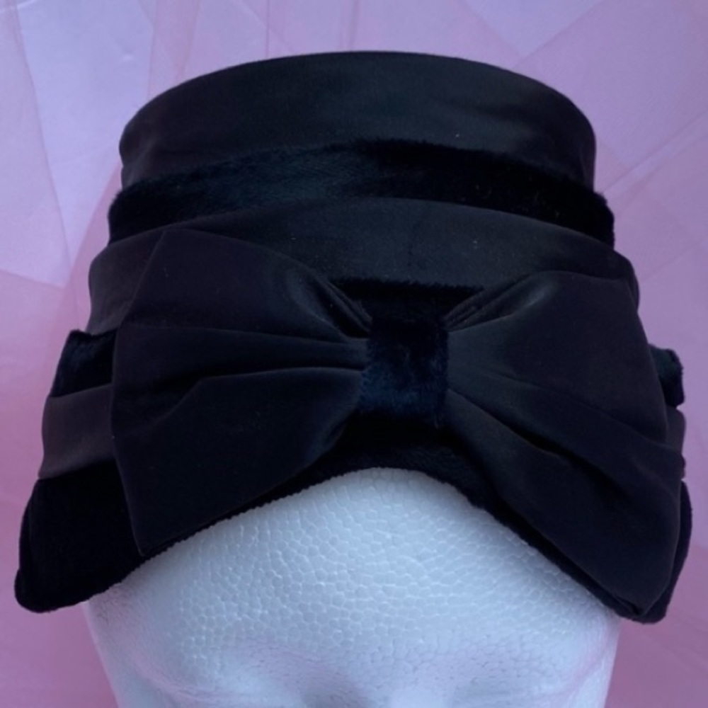 Vintage Turban Black Satin Fascinator Hat - Picture 3 of 9